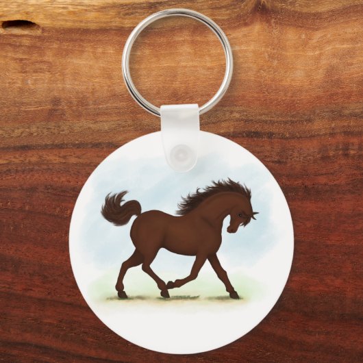 Chestnut Brown Horse Equestrian Sleutelhanger (Voorkant)