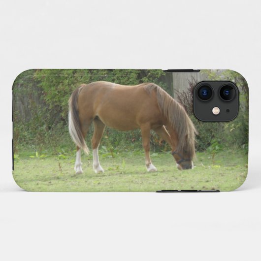 Chestnut Brown Horse Grazing iPhone Case (Achterkant (horizontaal))