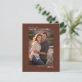 Chestnut Brown Vertical Photo Minimalist Weddensch Save The Date (Staand voorkant)