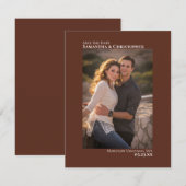 Chestnut Brown Vertical Photo Minimalist Weddensch Save The Date (Voorkant / Achterkant)
