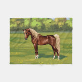 Chestnut Egyptisch Arabisch paard Flaxen Mane & Ta Fleece Deken (Voorkant (Horizontaal))