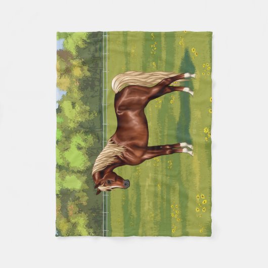 Chestnut Egyptisch Arabisch paard Flaxen Mane & Ta Fleece Deken (Voorkant)