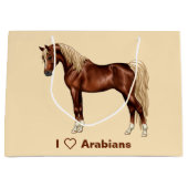 Chestnut Egyptisch Arabisch paard Flaxen Mane & Ta Large Cadeautasje (Voorkant)