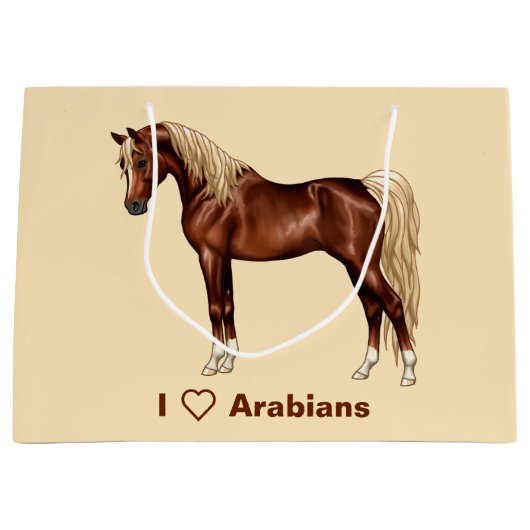 Chestnut Egyptisch Arabisch paard Flaxen Mane & Ta Large Cadeautasje (Voorkant)