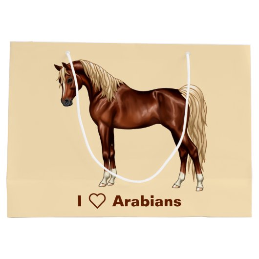 Chestnut Egyptisch Arabisch paard Flaxen Mane & Ta Large Cadeautasje (Achterkant)