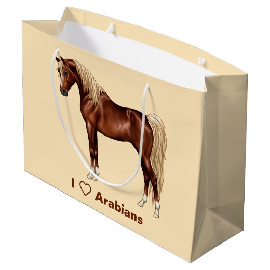 Chestnut Egyptisch Arabisch paard Flaxen Mane & Ta Large Cadeautasje (Achterkant Gekanteld)