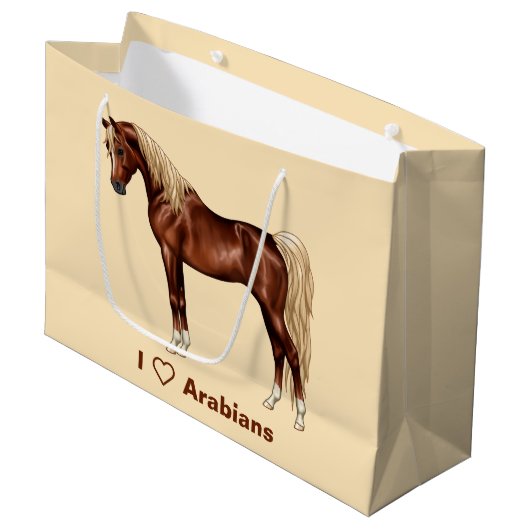 Chestnut Egyptisch Arabisch paard Flaxen Mane & Ta Large Cadeautasje (Voorkant Gekanteld)