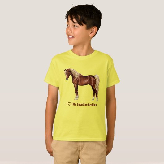 Chestnut Egyptisch Arabisch paard Flaxen Mane & Ta T-shirt (Voorkant volledig)