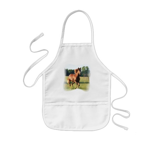Chestnut Galloping Horse Apron Kinder Schort (Voorkant)