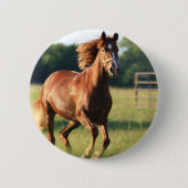 Chestnut Galloping Horse Button (Voorkant)