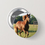 Chestnut Galloping Horse Button (Voorkant /achterkant)