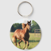 Chestnut Galloping Horse Sleutelhanger (Voorkant)