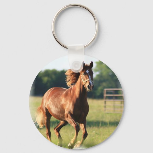 Chestnut Galloping Horse Sleutelhanger (Voorkant)