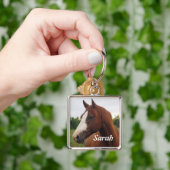 Chestnut Horse with Blaze Personalized Keychain (Hand)