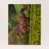 Chestnut Lusitano met boterbekertjes Legpuzzel (Verticaal)