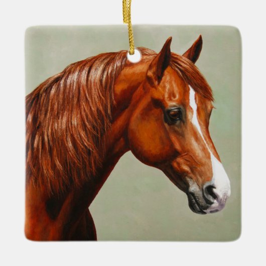 Chestnut Morgan Horse Keramisch Ornament (Voorkant)