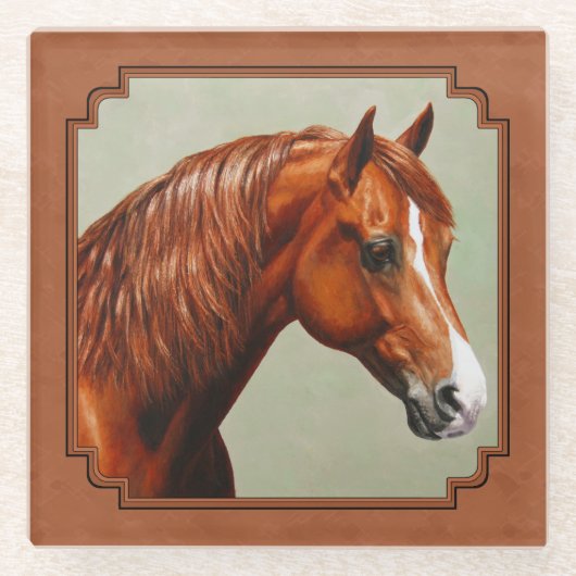Chestnut Morgan Horse Rusty Red Glazen Onderzetter (Voorkant)