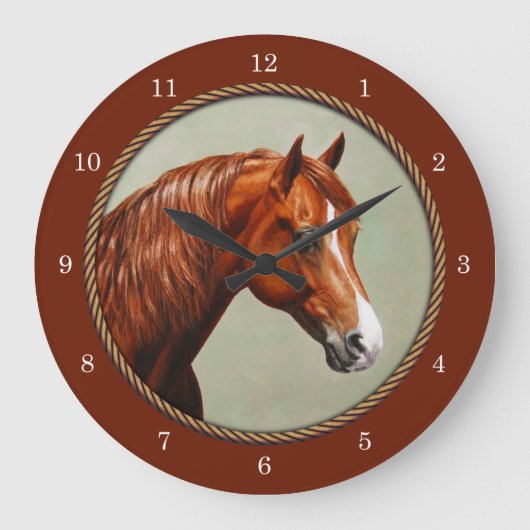 Chestnut Morgan Horse Rusty Red Grote Klok (Voorkant)