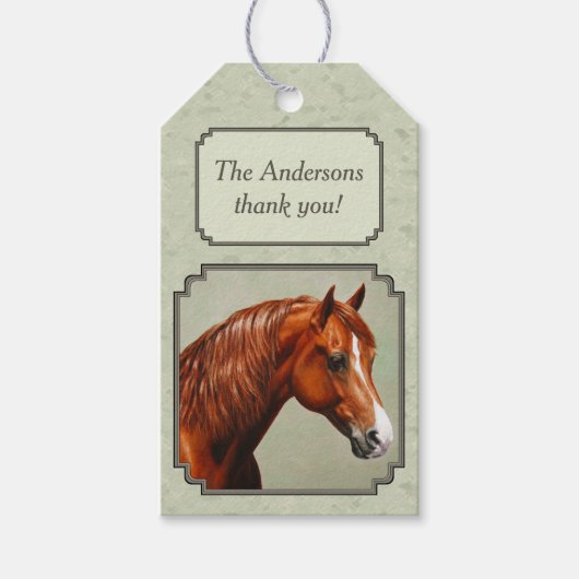 Chestnut Morgan Horse Sage Green Cadeaulabel (Voorkant)