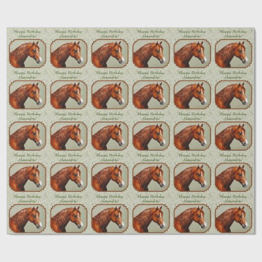 Chestnut Morgan Horse Sage Green Cadeaupapier (Vlak)
