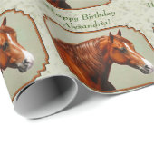 Chestnut Morgan Horse Sage Green Cadeaupapier (Rol Hoek)
