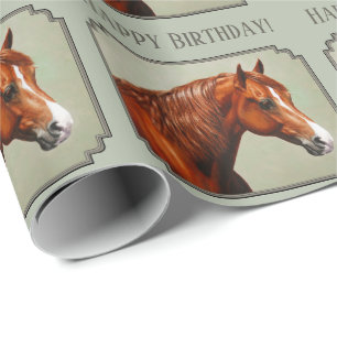 Chestnut Morgan Horse Sage Green Cadeaupapier