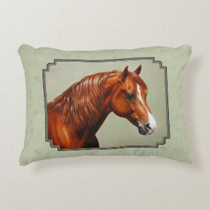 Chestnut Morgan Horse Sage Green Decoratief Kussen