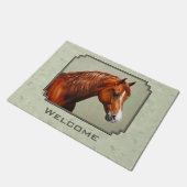 Chestnut Morgan Horse Sage Green Deurmat (Schuin)