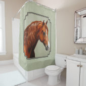 Chestnut Morgan Horse Sage Green Douchegordijn (In situ)