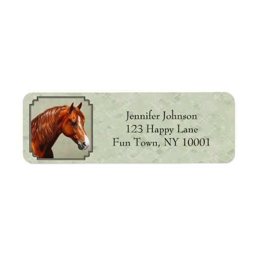 Chestnut Morgan Horse Sage Green Etiket (Voorkant)