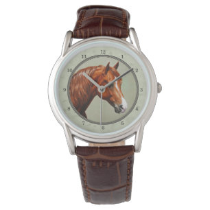 Chestnut Morgan Horse Sage Green Horloge