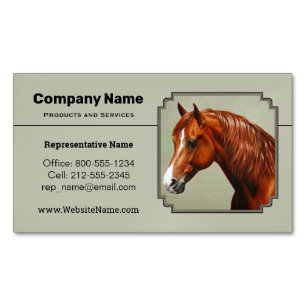 Chestnut Morgan Horse Sage Green Magnetisch Visitekaartje