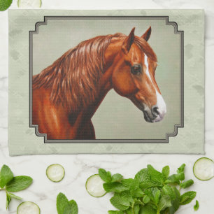 Chestnut Morgan Horse Sage Green Theedoek