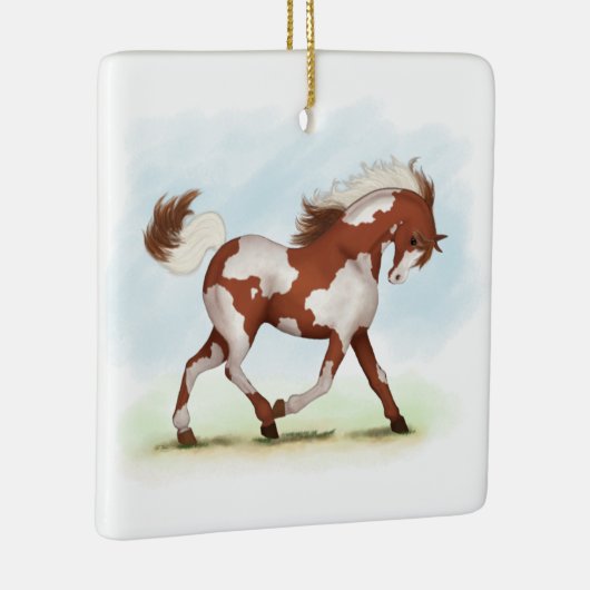 Chestnut Overo Skewbald Horse Keramisch Ornament (Rechts)