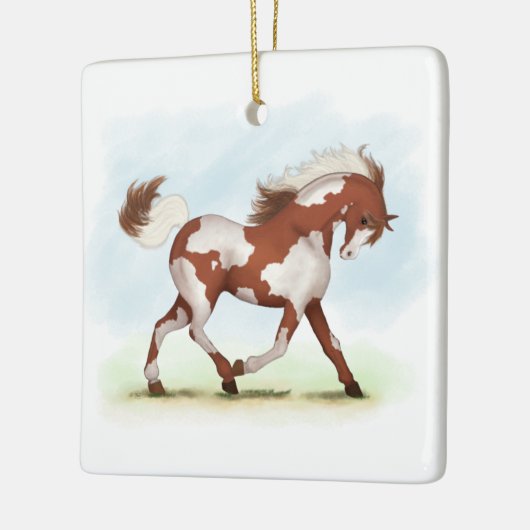 Chestnut Overo Skewbald Horse Keramisch Ornament (Links)