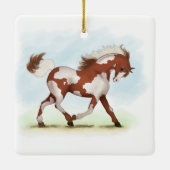 Chestnut Overo Skewbald Horse Keramisch Ornament (Achterkant)