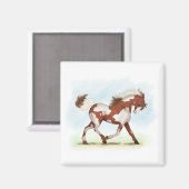 Chestnut Overo Skewbald Horse Magneet (Voorkant / Achterkant)