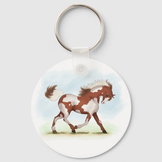 Chestnut Overo Skewbald Horse Sleutelhanger (Voorkant)