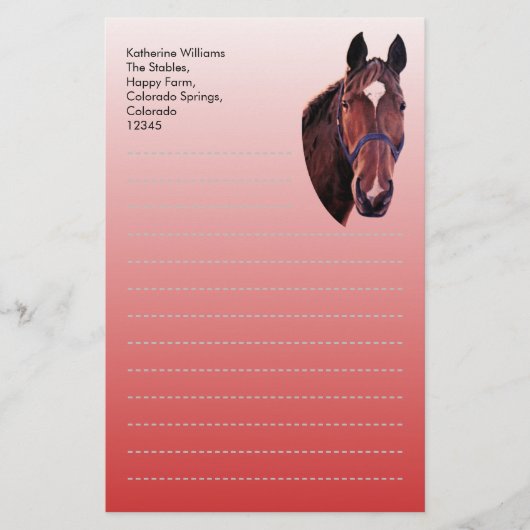 Chestnut Paard Briefpapier (Voorkant)