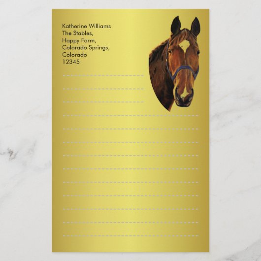 Chestnut Paard Briefpapier (Voorkant)