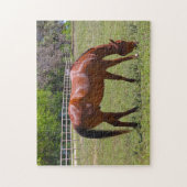 Chestnut paard in een veld legpuzzel (Verticaal)