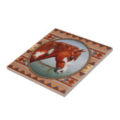 Chestnut Pinto Horse Southwest Indian Design Tegeltje (Zijkant)
