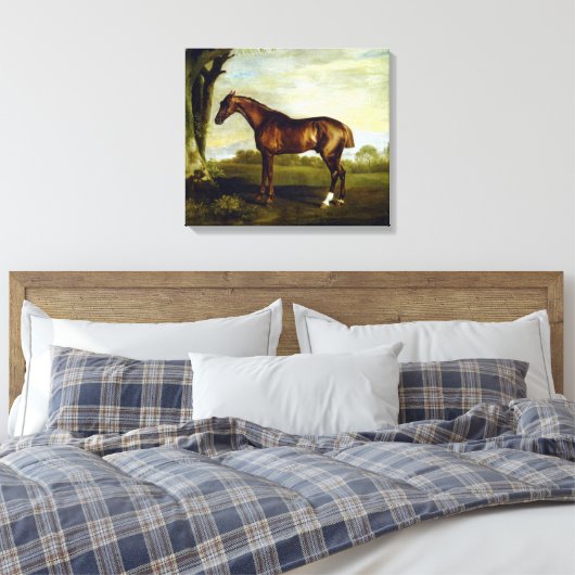 Chestnut Racehorse in a Landscape (George Stubbs) Canvas Afdruk (Insitu (Slaapkamer))