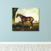 Chestnut Racehorse in a Landscape (George Stubbs) Canvas Afdruk (Insitu (Houten vloer))