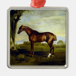 Chestnut Racehorse in a Landscape (George Stubbs) Metalen Ornament