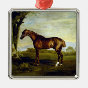 Chestnut Racehorse in a Landscape (George Stubbs) Metalen Ornament