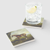 Chestnut Racehorse in a Landscape (George Stubbs) Stenen Onderzetter (Zijkant)