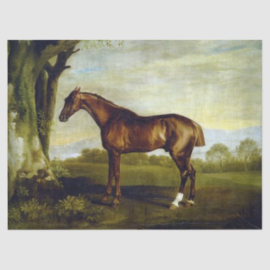 Chestnut Racehorse in a Landscape (George Stubbs) Tissuepapier (Voorkant)
