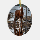 Chestnut Ranch Horse and Pond Reflection Keramisch Ornament (Rechts)