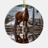 Chestnut Ranch Horse and Pond Reflection Keramisch Ornament (Voorkant)